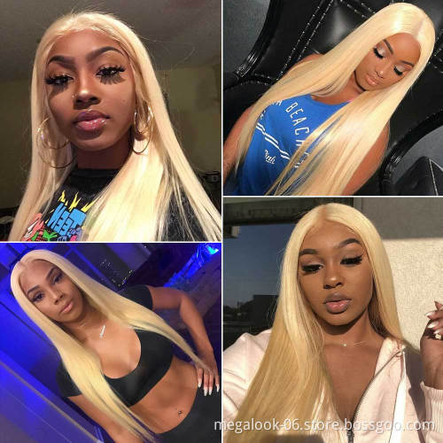 180% Density 26 Inch Silk Base Honey Blonde Colored Human Hair 613 Lace Frontal Wig
